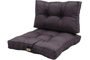 DECO ARTS Coussins pour Salon de Jardin - Coussins extérieur - 50x50 cm - Coussin de Remplacement pour Fauteuil, Banc & Chaise d'extérieur - Imperméable, Confortable & capitonné - Gris Carbonne