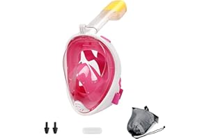 AVOS-DEALS-GLOBAL - Snorkel Mask, Snorkelling Mask with Panoramic Full Face Design 180°view, Detachable Camera Mount, For Adults and Kids with Anti-Fog Technology, Free Breath Diving Mask + Travel Bag