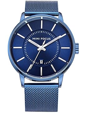 XLORDX Classic Herren Armbanduhr Datum Quarzuhr Analog Modisch Zeitloses Design Blau Edelstahl Mesh Band