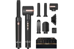 ATOPSKINS 7 in 1 Warmluftbürste Airstyler Set, Hair Dryer Brush Hairstyler Set, 110000 RPM Ionen Haartrockner Warmluftbürste mit Föhn, Links Rechts Lockenstab, Rundbürstenföhn, Thermal Brush, Haarglätter Bürste
