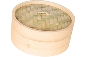 HomeDecTime Panier À Vapeur en Bambou Riz Chinois Poissons Cuisson Cuisinière 15cm 18cm 21cm - 21cm