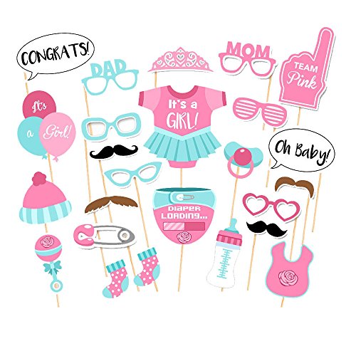 Veewon Babyparty Foto Props Party Babyflasche Masken Photo Stand Props Neugeborene Dame Girl Partydekoration - 25 Stück