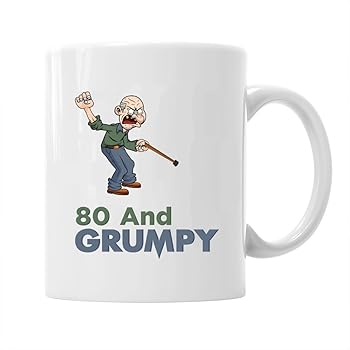 Warning, 80 Year Old Man, Miserable, Moody And Grumpy, 80Th Birthday Funny Gift Idea, Mens Blue ...