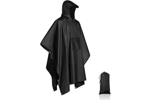 Clundoo Poncho Impermeabile, Riutilizzabil Leggera Poncho, Mantella Antipioggia Impermeabile Uomo Donna, con Cappuccio per Trekking Campeggio Pesca Caccia Escursione Coperta da Picnic