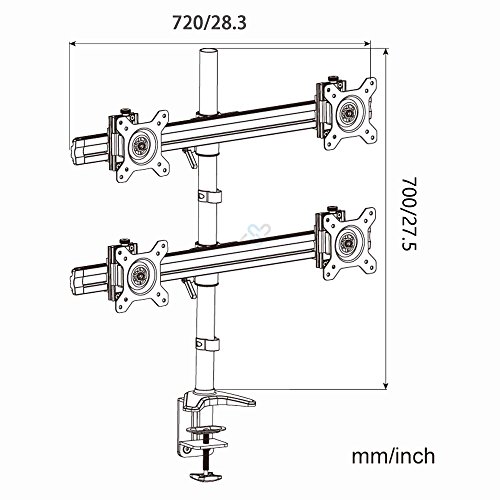 HFTEK® MP240C-L 4 Fach Monitor Halterung Halter Tischhalterung Stand schwenkbar neigbar (MP240C-L) - 3