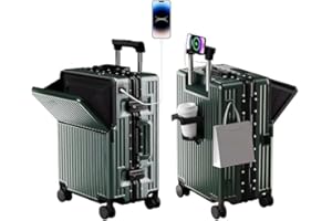 AIWEINY Suitcase Carry-on Luggage Spring-Summer Travel Airline Approved with TSA Lock, 360° Wheel, PC Hard Shell and Aluminum Frame Pressure-Resistant, Suitable for 20'' 24'' 26'' (Green, 20‘’)