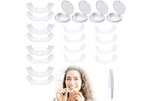 Aeuzwr 4 pares Dentaduras Postizas Instantáneas, Carillas Dentales, Dientes Postizos Temporales, Dentadura Postiza Perfecta, Dentaduras Postizas Ajustables, Dientes Postizos, para Hombres Mujeres