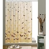 Gedy Butterfly Cortina, PVC, Beige y Marrón, 0.03x240x200 cm