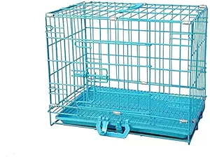 18 INCHES Single Door Folding Metal cage/Crate/Kennel with Removable Tray and paw Protector for Dogs ,Cats & Rabbits 18 Inches- Central Fish Aquarium-18x12x14 INCHES (Blue)