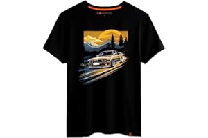 Magmatic - T Shirt Voiture Sportive pour Homme Unisex Enfant, Collection Sunset Road Tee Shirt Noir Premium 100% Coton, Cadeau Voiture de Sport, passionné d'automobile, Fan de Voiture
