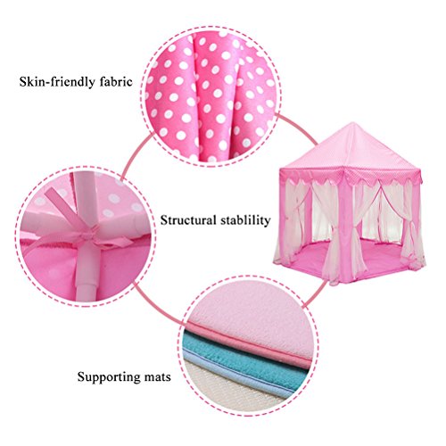 Indoor and Outdoor Hexagon Fairy Princess Castle Play Tent, Playhouse Tents As Great Gift for Boys and Girls With 50 Small Star Lights, Pink reviews Indoor and Outdoor Hexagon Fairy Princess Castle Play Tent, Playhouse Tents As Great Gift for Boys and Girls With 50 Small Star Lights, Pink