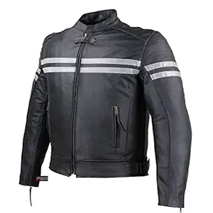Mens Track Biker Motorcycle Leather CE Armor Moto Riding Racer Black Jacket XL