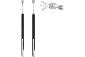 DRERIO 2 Pieces Magnet Stick Telescopic Magnet Telescoping Magnetic Pickup Tool Small Magnetic Pen Long Rod with Pocket Clip Black Extendable Handheld Stick 12.5 to 65 cm for Pickup Screws Nuts