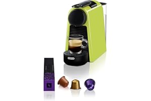 De'Longhi Nespresso Essenza Mini EN 85.L ekspres do kawy na kapsułki, zestaw Welcome z kapsułkami o różnych smakach, ciśnienie pompy 19 bar, oszczędność miejsca, limonka