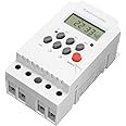 OUNA Electronic Timer,AC 220V 25A Digital Programmable Timer Din Rail Electronic Timer Time Switch Controller wi L Display Clo