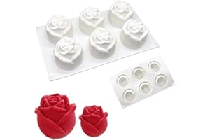 XIAOSHENLU Moule à Gateau en Silicone, moules 3D pour Glace Chocolat Pâtisserie Dessert, 6 Trous Roses à Bud