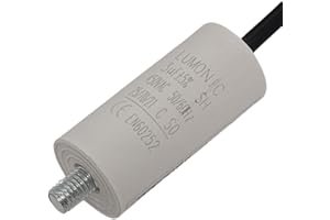 Lumonic Anlaufkondensator 3µF 450V | mit Kabel I 26x55mm I 3uF I Motorkondensator mit Kunststoffgehäuse I Betriebskondensator I für Pumpen, Rasenmäher, Werkzeuge