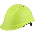 KARAM PN542 Safety Helmet for Men Industrial Construction Helmet | Ratchet Type Adjustment | Adjustable Chin Strap, Ventilation & Side Slot for Attachment | EN Certified Hard Hat | Fluorescent Green