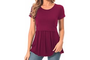 Bearsland Women's Nursing Tops Short Sleeve Scoop Neck Breastfeeding Shirt Maternity Clothes