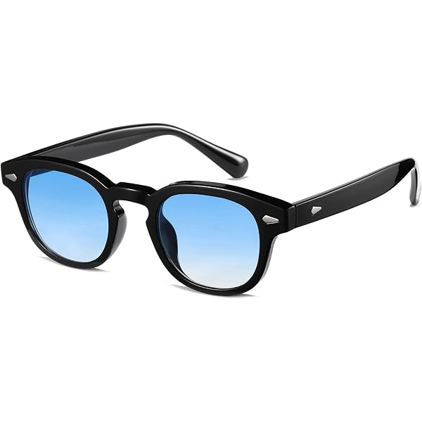 Lunettes De Soleil PIFWEAR 'Depp 44' - Monture Noire Acétate, Verres Bleus CR39 - 100% UV400 - Fabriqué En Italie