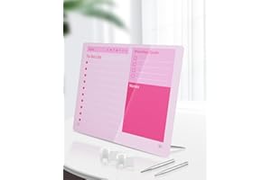 ZaKaBox Acrylic Dry Erase Board – 26 × 31 cm Pink Weekly Planner Whiteboard with 2 Marker Clips – to Do List Planner Board for Office Accessories, Home & Student Use