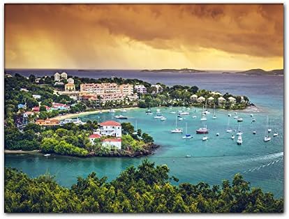 Your BILDER24 – 60 x 80 cm on Canvas with Stretcher Frame. Wall Image XXL Cruz Bay, Virgin Island US Top Quality Made in Germany.