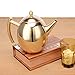 Produktbild Haosen 1.5L Teekanne edelstahl mit Siebeinsatz Kaffeekanne - Kein Magnet Oliven-Kaffeekanne Teekanne mit sieb (Golden)