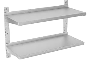 TAIMIKO 2x Stainless Steel Shelves Kitchen Wall Shelf Catering Storage Bathroom Shower Corrosion Resistant (80x30cm)