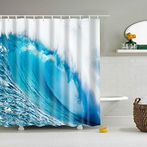 Qilerongrong Waterproof Polyester Fabric Bathroom Shower Curtain, Qile Mildew-Resistant Anti-Bacterial 3D Digital Printing Pattern Shower Curtains with 12 Ring Hooks, 180 x200cm (B1230)