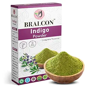 BRALCON Organic Indigo Powder -100g | Indigofera Tinctoria | Natural Hair Colorant Black/Brown Hair & Beard |Indigo leaves powder used for Black Hair | Natural Hair Dye