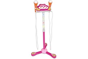 Bontempi | TwinStage Mic - Doppio Microfono da Palcoscenico con Connessione MP3 per Performance Strabilianti, Rosa, 360x360x890 mm