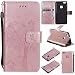 Produktbild HUAWEI P10LITE hülle PU Lederhülle Brieftasche Tasche Hüllen Prägung Baum und Katzen Flip Hülle im Bookstyle Cover Schale Ständer Etui Karten Slot mit Magnetverschluss Schutzhülle DECHYI case cover Roségold