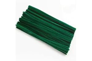 QIKAARA 100 Stück Pfeifenreiniger, Dunkelgrün Pfeifenreiniger Chenilledraht 30cm, Pfeifenputzerdraht für Handwerk DIY Craft Projekt Chenilledraht Biegeplüsch zum Basteln und Dekorieren Pipe cleaner dark green