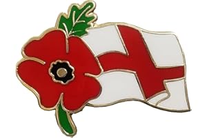CTTK Poppy Badges and Pins with Flag of England Saint George's Cross Remembrance Day Pin Brooch Lest We Forget Decorations Gifts Memorabilia