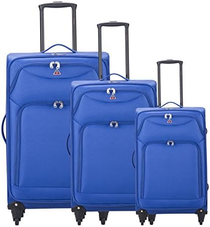InUSA Luggage Light-Fi ultra-light spinner 3 Piece Set, 20"/24"/28",Blue