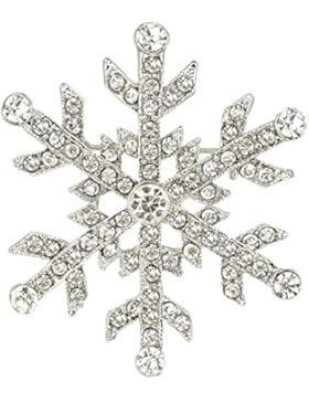 EVER FAITH® österreichischen Kristall Schneeflocke elegant Weihnachten Brosche Klar Silber-Ton A11452-1