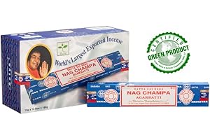 GIFT BRIT Satya Nag Champa (BNG) Incense Sticks 15gram x 12 pack for Meditation, Yoga, Relaxation, Healing and Positivity