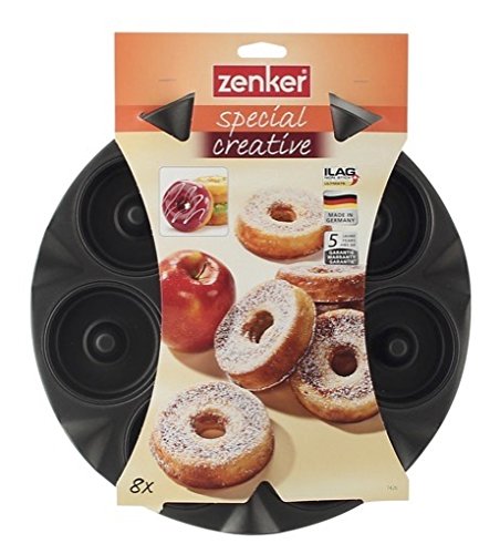 Zenker 8er Apfelküchli-Backblech, Apfelküchlein Backform, Backblech antihaft für 8 kleine Kuchen mit Loch (Kuchenform: rund, Ø 8 cm), Menge: 1 Stück - 2