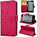 Produktbild SMART LEGEND iPod Touch 6 Lederhülle,iPod Touch 6 Handyhülle Schmetterling Weinstock Premium Schutzhülle Wallet Case Rose Rot Muster Design Etui Brieftasche Ledertasche mit Handschlaufe Neu Zubehör im Bookstyle Cover Schale mit Ständer Standfunktion Etui Karten Slot und Magnetverschluss Flip Case