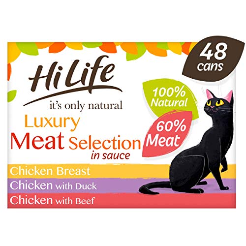 HILIFE It's Only Natural Cat Food Meat Selection, 48 x 70g Cans