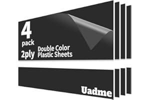 Uadme Feuille Plastique ABS, 30x20cm 1,3mm, 4 Plaques pour Gravure Laser, Plaque Gravée Personnalisée, pour Bureau à Domicile (Blanc sur Noir)