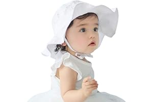 Carolilly Cappello da Sole Neonato Anti-UV Bambino Cappello di Protezione Solare con Ampia Visiera Mare Spiaggia