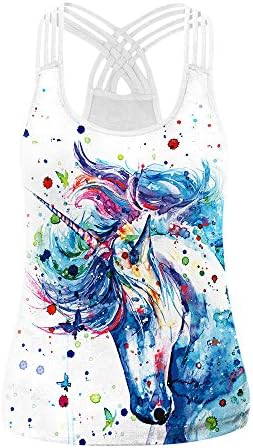 YTJH Sexy Woman Tank Top Chic Gilet Summer T-Shirt Sleeveless Printed Colorful Horse Weaving Ribbon Shirt in Background