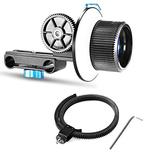Neewer   Follow Focus avec Ceinture Anneau Gear Adjustbale pour Cam  ras DSLR telles que Cam  ras Nikon  Canon  Sony DV Cam  scope Film Vid  o  Supports d   paule Adapt    Stabilisateur  Film de Plates-Formes  Tous 15mm Montures Tiges