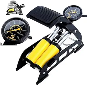 Deoxys Double Barrel Bike Floor Foot Pump, Car Tire Air Pump with Pressure Gauge & Smart Valve Head Tire Inflator for Bicycles, Cars, Scooters, Motorcycles, Balls & Other Inflatables