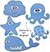 Produktbild 12 tlg. Set _ 3-D Effekt Figuren - Saugnapf / Wandsticker mit Noppen - " lustige Fische & Seestern - BLAU " - incl. Name - Sauger & Anti Rutsch Pad - für Fliesen, Badewanne, Spiegel u.v.m. - wasserfest - Aufkleber aus Silikon - rutschfest Saugnäpfe - Badezimmer Bad - Sicherheit - Antirutschmatte - für Kinder & Erwachsene - kein Ausrutschen - Badewannenmatte - Wanneneinlage - antirutsch - Duschmatte / Badematte - Fisch - Einlage - Antirutschpad - Wandtattoo / Sticker