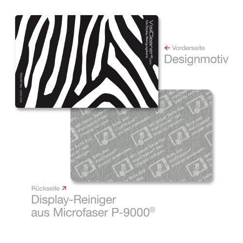 3x POLYCLEAN VisiCleaner Reinigungskarte aus Microfaser P-9000 â€“ Streifenfreie Displayreinigung im Scheckkartenformat (8,5 x 5,5 cm, 3 StÃ¼ck) (Zebra, Giraffe)