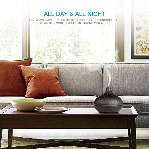 REIDEA Aroma Diffuser 300ml Ultraschall Luftbefeuchter Leise Kalten Nebel Oil Düfte Humidifier Holzmaserung LED mit 7 Farben, Abschaltautomatik und Timer - 7