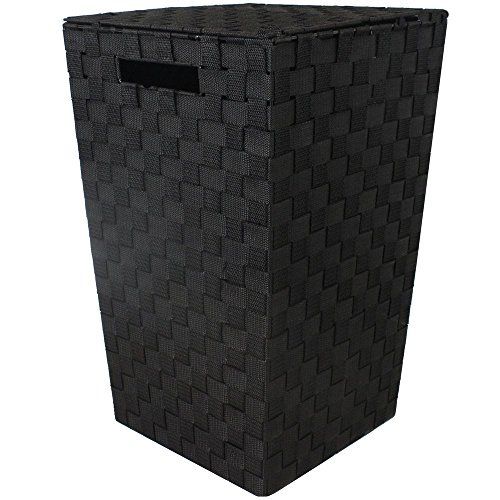 JVL Wäschekorb, konisch, Schwarz, versenkte Griffe