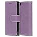 Produktbild Chreey iPhone 5 5S SE Hülle, Matt Leder Tasche Retro Handyhülle Magnet Flip Case mit Kartenfach Geldbörse Schutzhülle Etui [Lila]